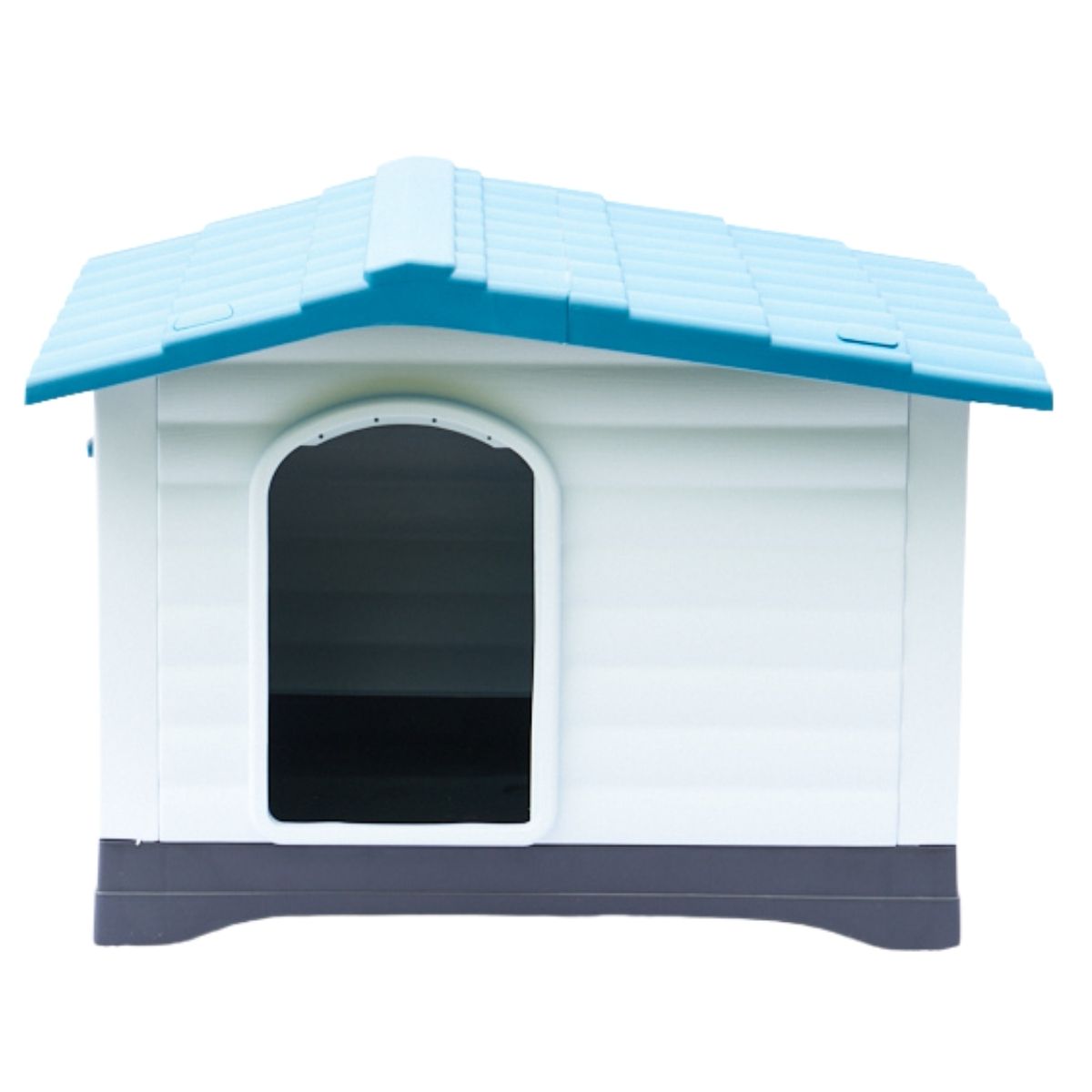 Casa de plástico para perros Medianos-Grandes de hasta- Duradera, caseta para exteriores de todas las estaciones, resistente al viento y al sol, fácil de limpiar y rápida de armar para uso en patio trasero, patio y jardín| a Prueba de Viento para Razas de Tamaño Mediano, Techo Azul y Ventanas de Ventilación Incluidas, Casa para Perros Exterior Impermeable| DUKE´S| ESFLO Perro Chico/ Mediano | Ventana| Ventilación