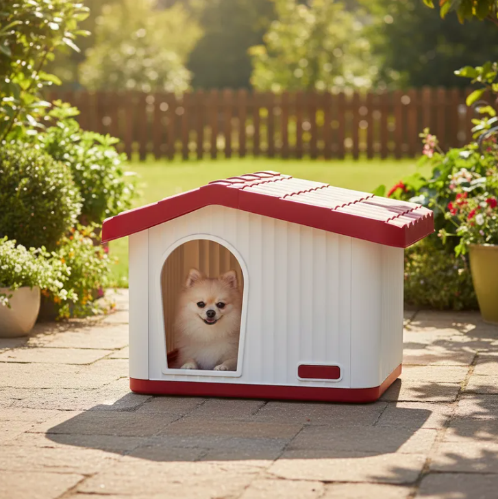 Casa Perro Chico Plástico Térmica Raza Pequeña Mini Ajolopet Rojo