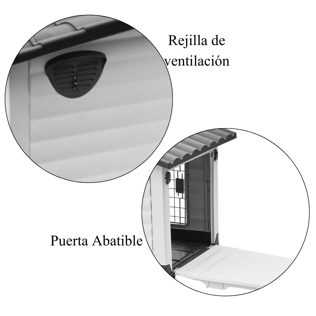 Casa de plástico para perros Medianos-Grandes de hasta- Duradera, caseta para exteriores de todas las estaciones, resistente al viento y al sol, fácil de limpiar y rápida de armar para uso en patio trasero, patio y jardín| a Prueba de Viento para Razas de Tamaño Mediano, Techo Azul y Ventanas de Ventilación Incluidas, Casa para Perros Exterior Impermeable| DUKE´S| ESFLO Perro Chico/ Mediano | Ventana| Ventilación