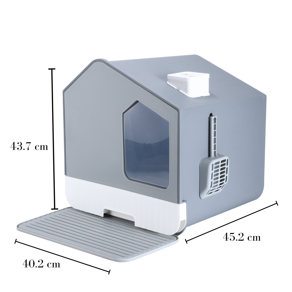 Arenero Para Gatos Cerrado Estilo Casa| Caja de arena para gatos estilo Castillo totalmente cerrada de gran tamaño, baño para gatos especial para limpieza y a prueba de salpicaduras, caja de arena para gatos de doble canal grande, brinda a tu gato un baño seguro y cómodo, puede ser utilizado en interiores y exteriores, para viajes| DUKE´S| ESFLO| Facil de Limpiar