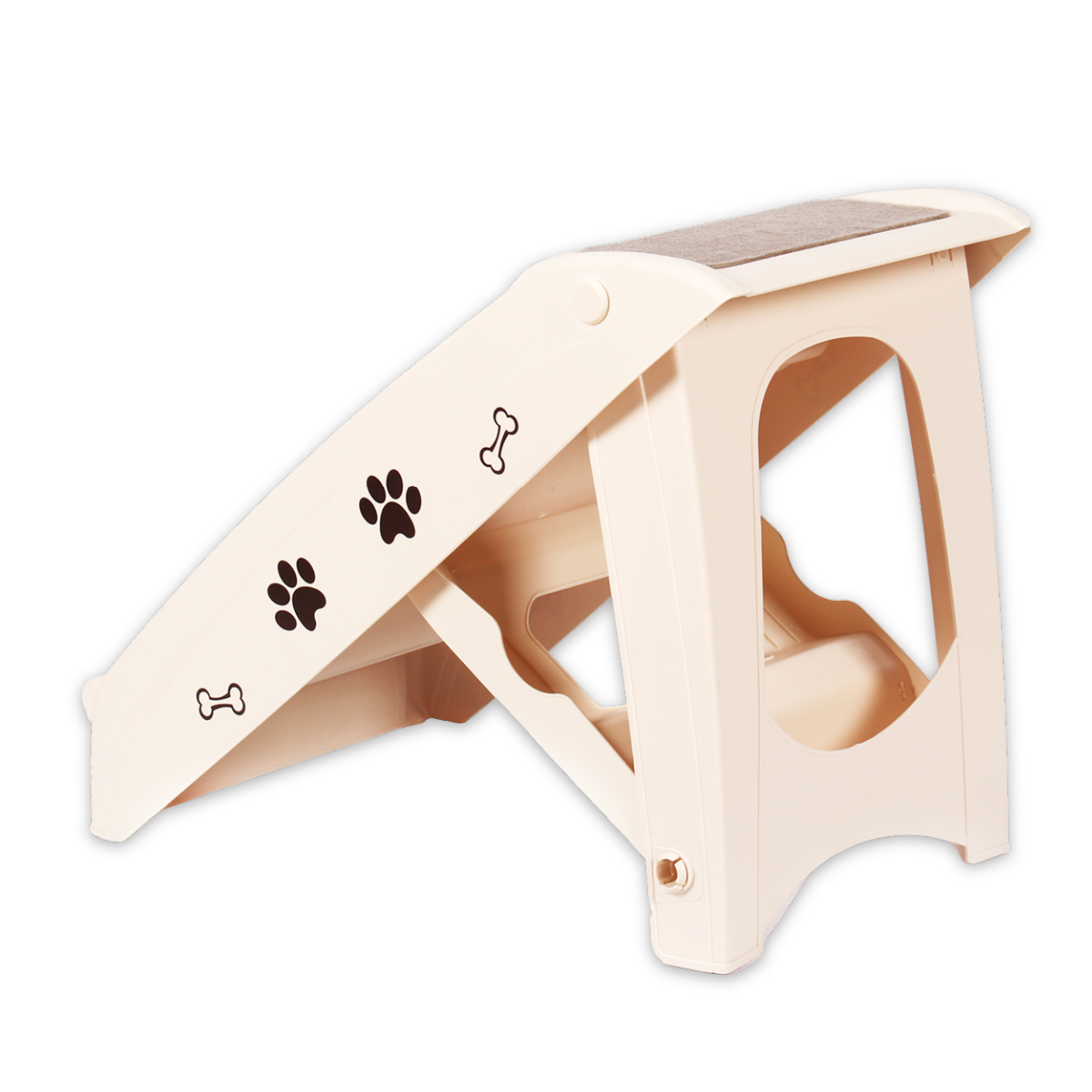 Escalera Plegable para Perro o Gato Talla Mediana de Ángulo Recto para Mascotas, Material PP, Diseño de Huellas de Patas y Huesos Adorables, Fácil de Armar y Guardar, Escalones Antideslizantes para Uso en el Hogar - Ideal para Sofá, Cama y Más, Escalera para Mascotas | Escalera para Mascotas Moderna | Escalera para Mascotas Duradera| 1 Pieza | DUKE´S