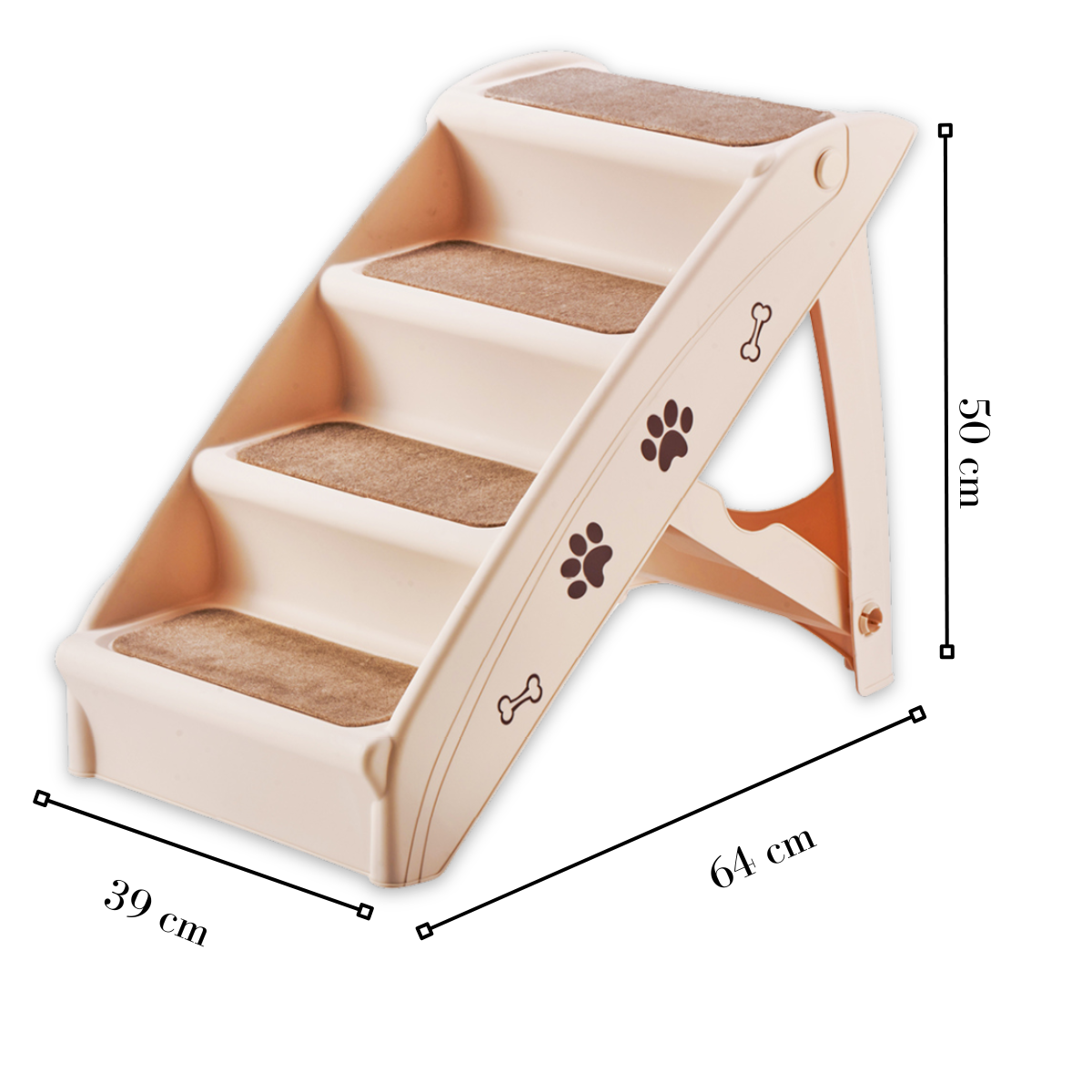 Escalera Plegable para Perro o Gato Talla Mediana de Ángulo Recto para Mascotas, Material PP, Diseño de Huellas de Patas y Huesos Adorables, Fácil de Armar y Guardar, Escalones Antideslizantes para Uso en el Hogar - Ideal para Sofá, Cama y Más, Escalera para Mascotas | Escalera para Mascotas Moderna | Escalera para Mascotas Duradera| 1 Pieza | DUKE´S