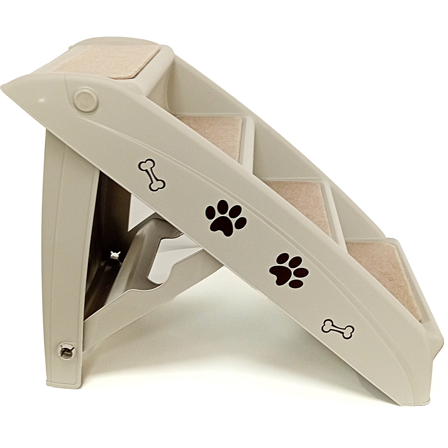 Escalera Plegable para Perro o Gato Talla Mediana de Ángulo Recto para Mascotas, Material PP, Diseño de Huellas de Patas y Huesos Adorables, Fácil de Armar y Guardar, Escalones Antideslizantes para Uso en el Hogar - Ideal para Sofá, Cama y Más, Escalera para Mascotas | Escalera para Mascotas Moderna | Escalera para Mascotas Duradera| 1 Pieza | DUKE´S