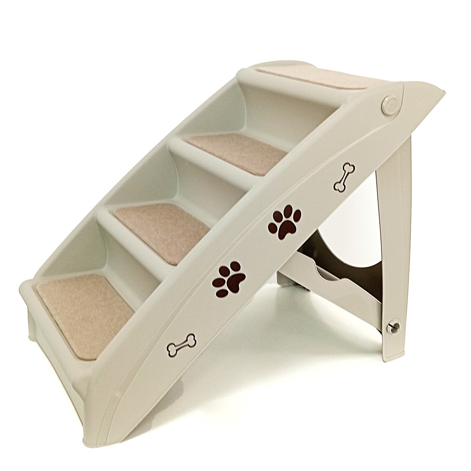 Escalera Plegable para Perro o Gato Talla Mediana de Ángulo Recto para Mascotas, Material PP, Diseño de Huellas de Patas y Huesos Adorables, Fácil de Armar y Guardar, Escalones Antideslizantes para Uso en el Hogar - Ideal para Sofá, Cama y Más, Escalera para Mascotas | Escalera para Mascotas Moderna | Escalera para Mascotas Duradera| 1 Pieza | DUKE´S