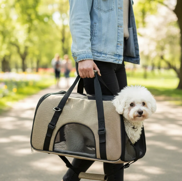 Mochila Transportadora Duke's Beige para Perros y Gatos | Apta para Avión