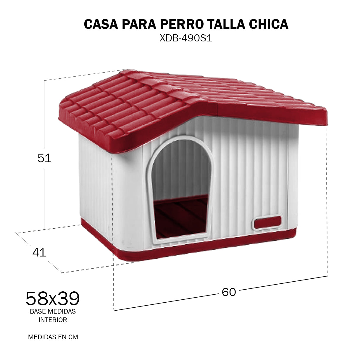 Casa Perro Chico Plástico Térmica Raza Pequeña Mini Ajolopet Rojo