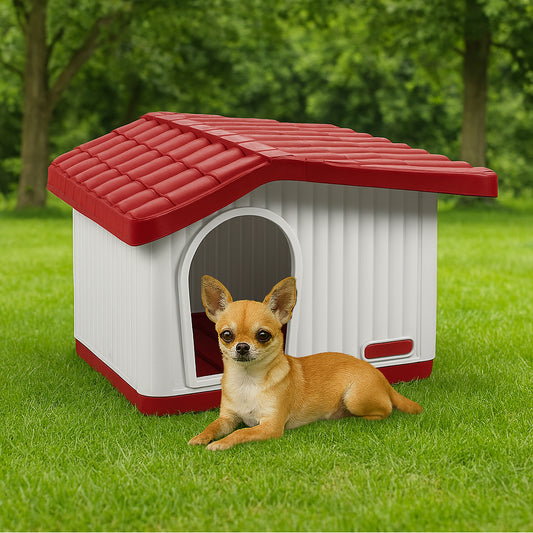 Casa Perro Chico Plástico Térmica Raza Pequeña Mini Ajolopet Rojo