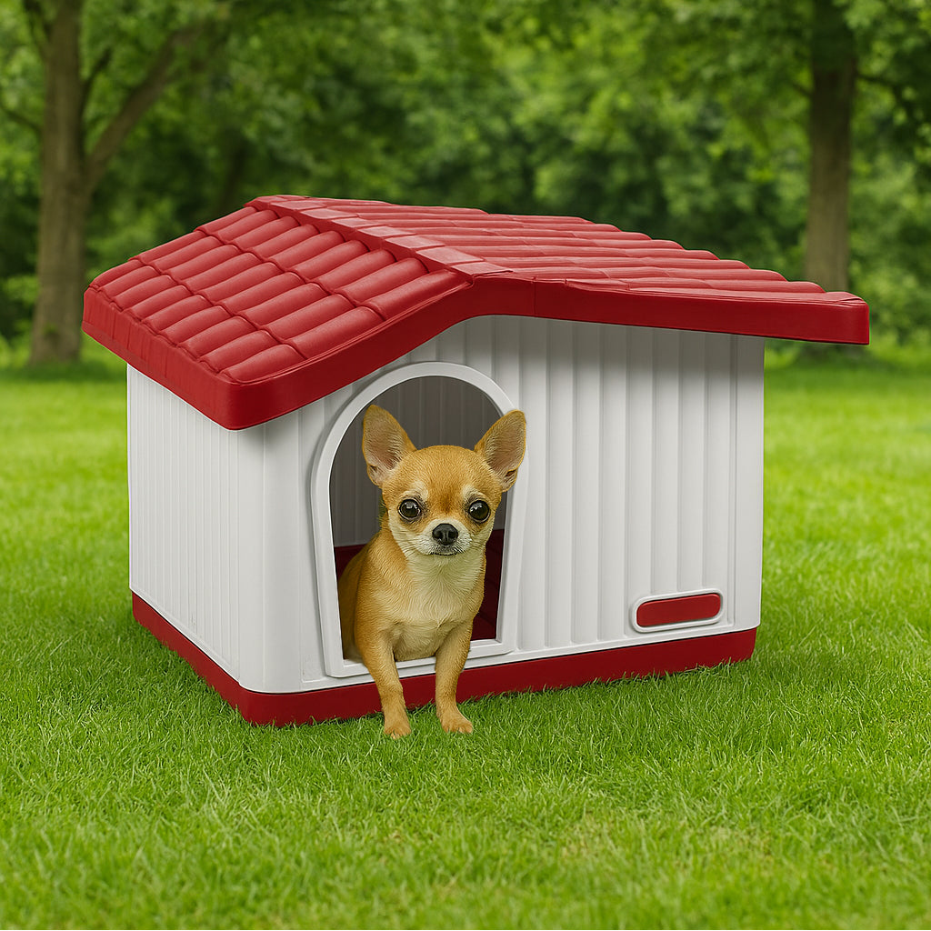 Casa Perro Chico Plástico Térmica Raza Pequeña Mini Ajolopet Rojo