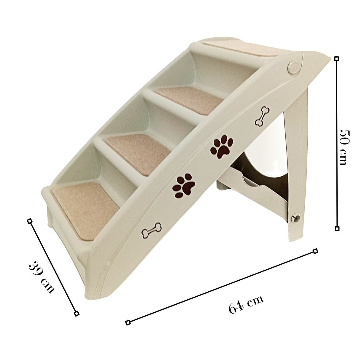 Escalera Plegable para Perro o Gato Talla Mediana de Ángulo Recto para Mascotas, Material PP, Diseño de Huellas de Patas y Huesos Adorables, Fácil de Armar y Guardar, Escalones Antideslizantes para Uso en el Hogar - Ideal para Sofá, Cama y Más, Escalera para Mascotas | Escalera para Mascotas Moderna | Escalera para Mascotas Duradera| 1 Pieza | DUKE´S